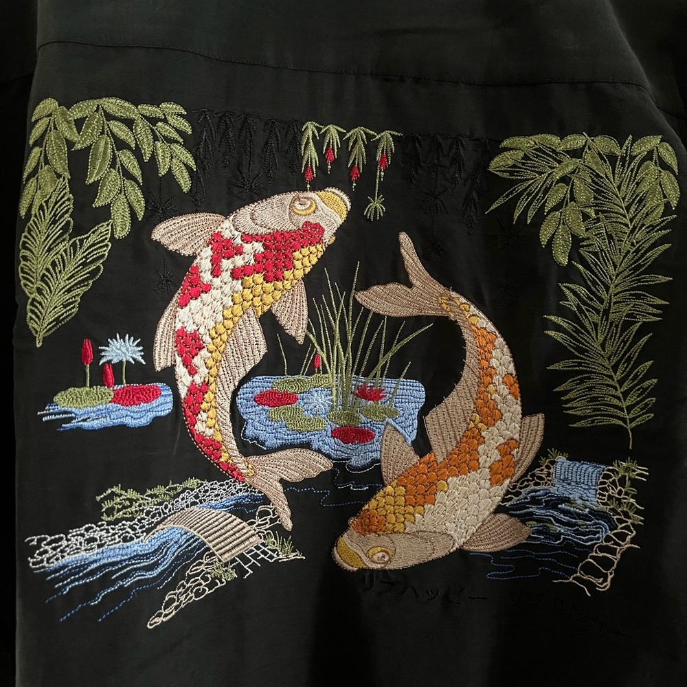 BAMBOO Embroidered Koi Fish Modal shirt